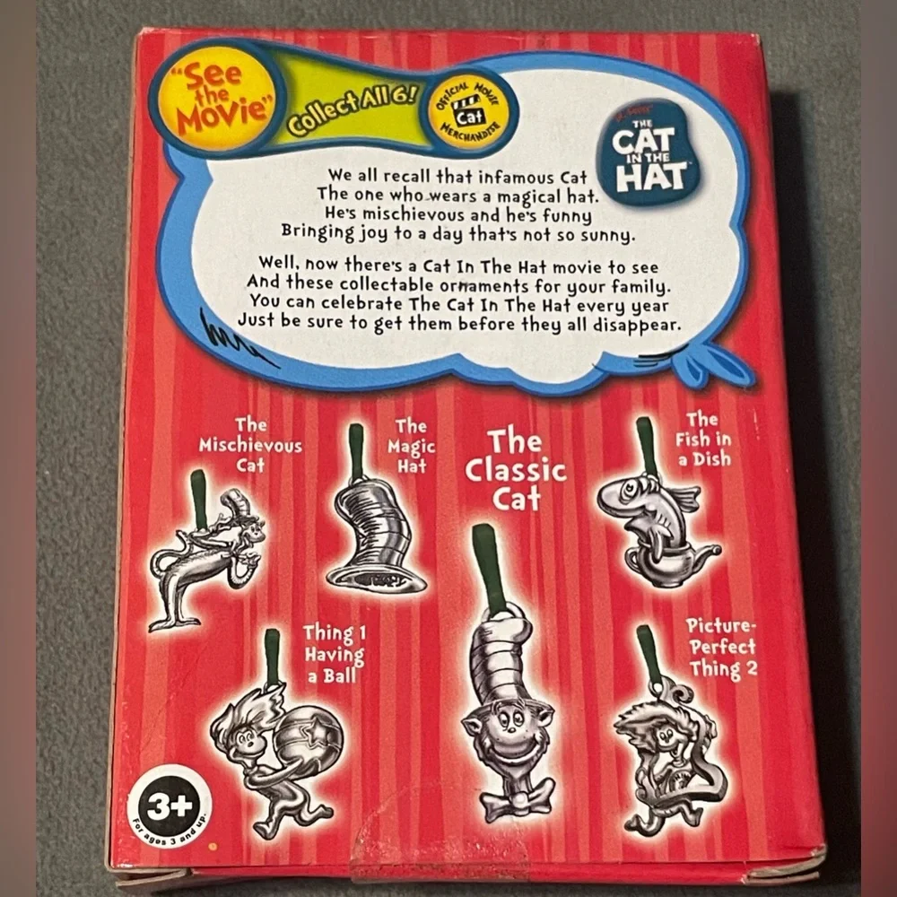 Dr. Seuss Cat in the‎ Hat Silver Plated Classic Cat Ornament 2003 NIB Unused